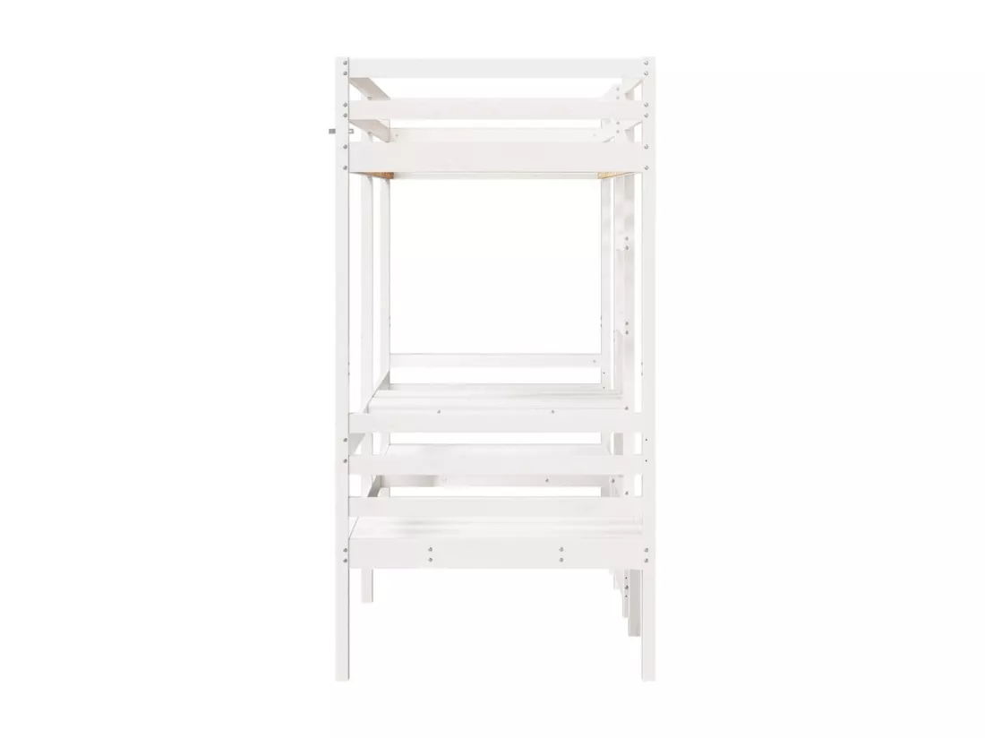 Lit mezzanine avec bureau et chaises blanc 80x200 cm pin massif