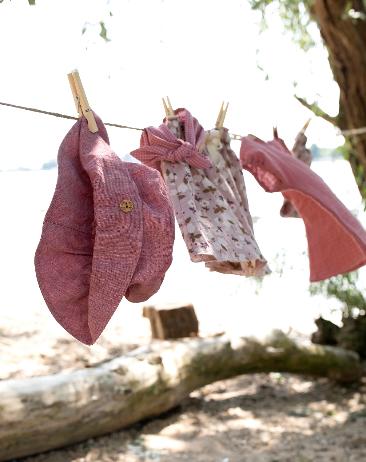 Leinen-Sommerhut BUTTON in mauve