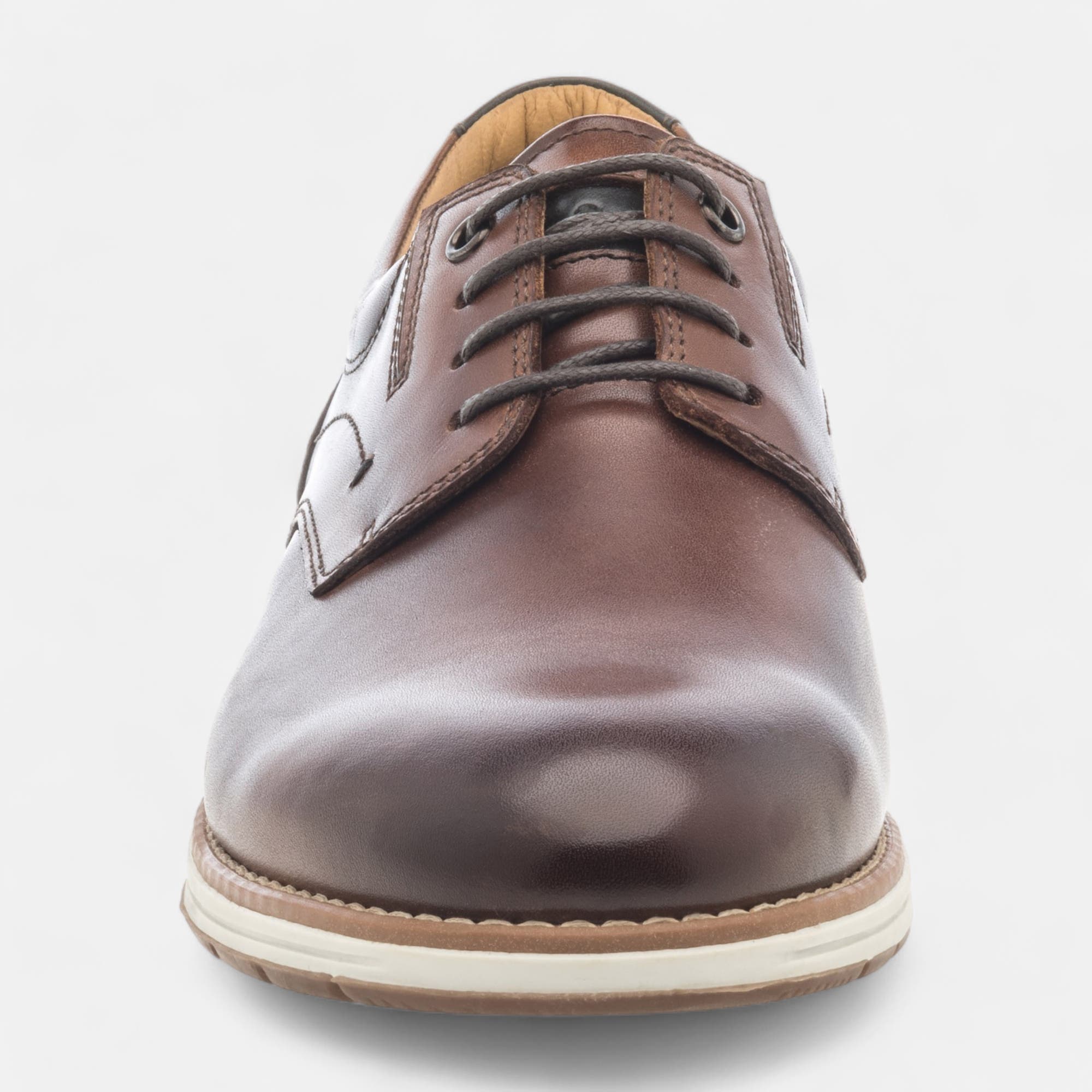 Derbies Homme en cuir cognac