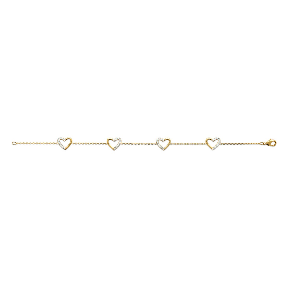 Bracelet Brillaxis petits coeurs empierrés plaqué or