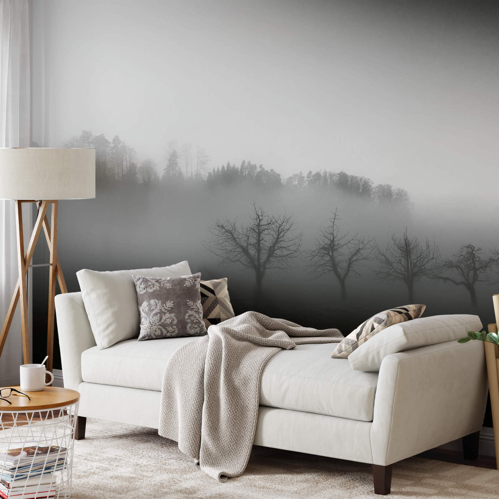 Fototapete DESIGNWALLS 2.0 - Nebel - schwarz-weiß - 2,6 Meter