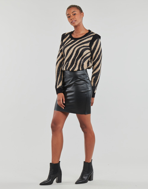 Vila - VISPARKLE L/S GLITTER KNIT TOP - Noir / Blanc