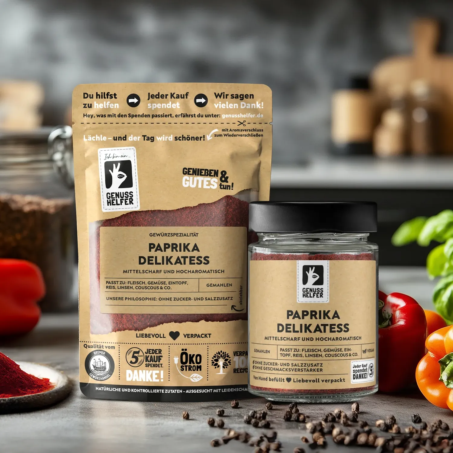 Paprika delikatess, gemahlen, im Glas
