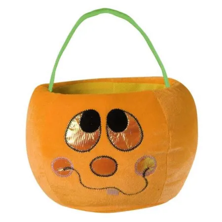 Widmann Halloween Kürbisbeutel Trick & Treat aus Samt, sort., 20 x 14 cm , sortiert