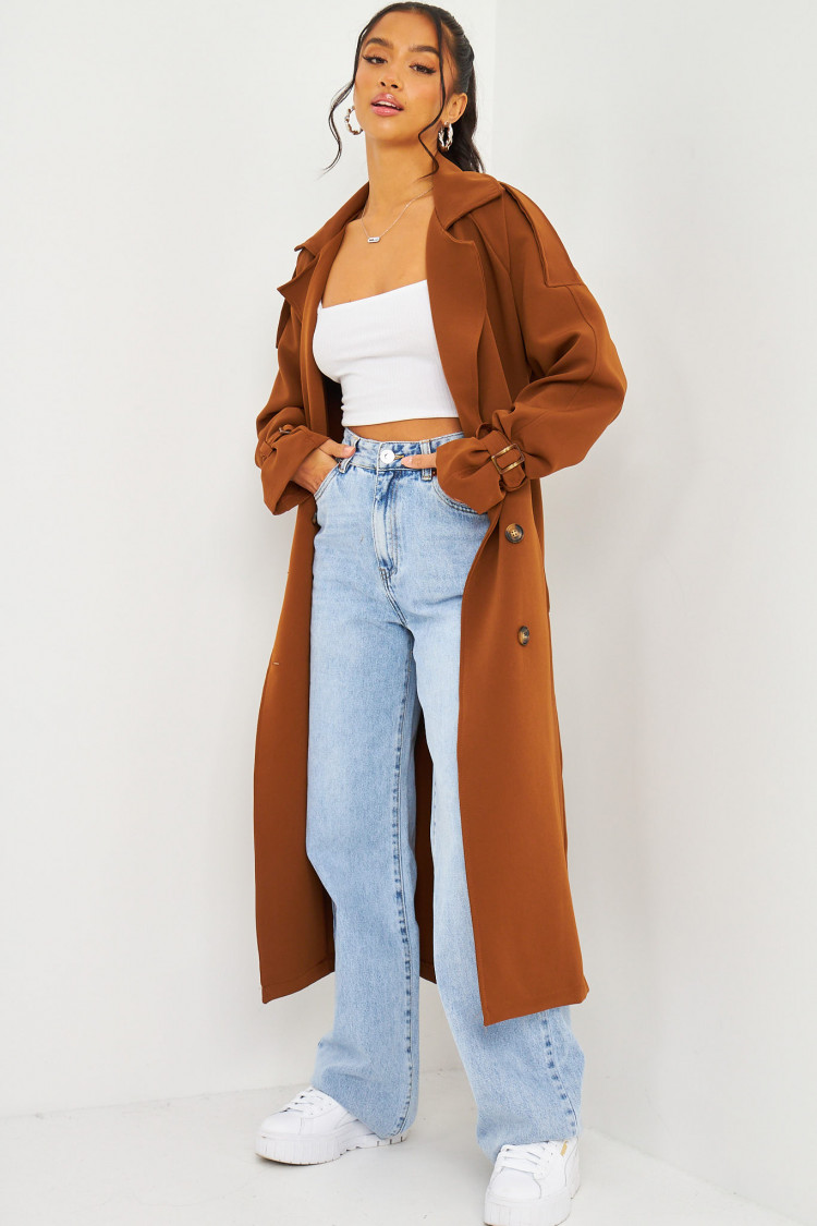 Trench ceinturé marron