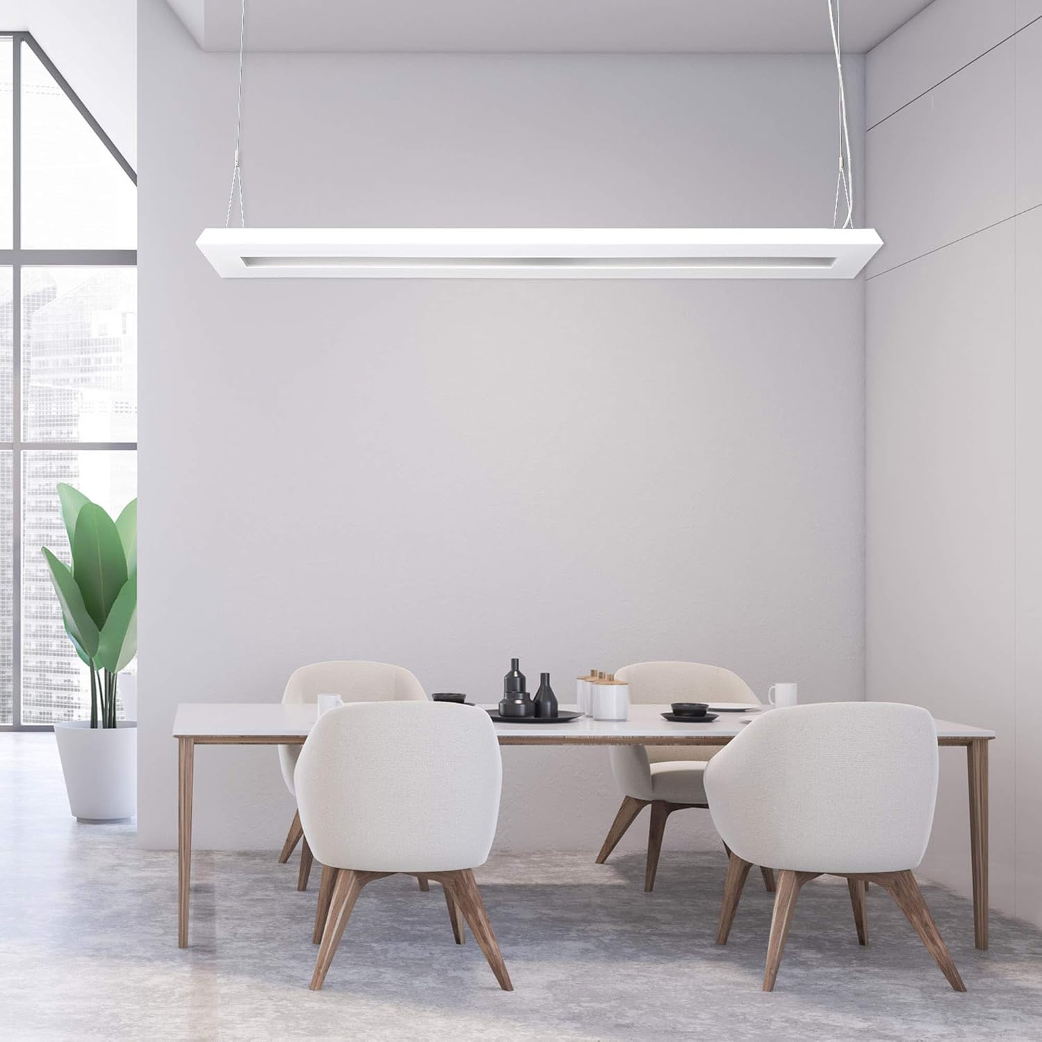 LED Pendelleuchte 51 Watt COB 4000K 4630lm 130cm Mikroprismatische Abdeckung direkter/indirekter Lichtanteil Büroleuchte Arbeitsplatzleuchte Schreibtischleuchte Hängeleuchte Designleuchte