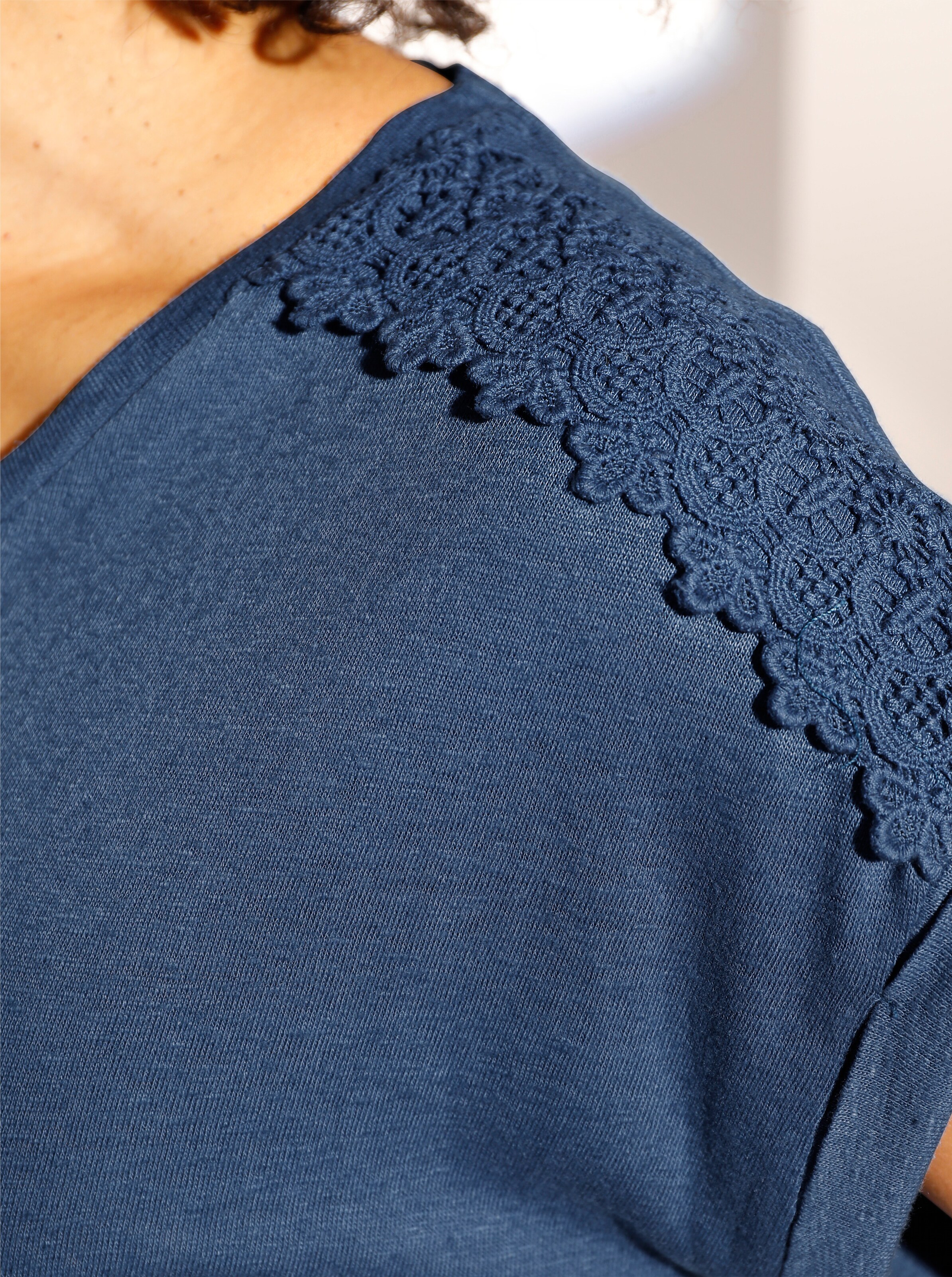 CREATION L PREMIUM Leinen-Viskose-Shirt in jeansblau