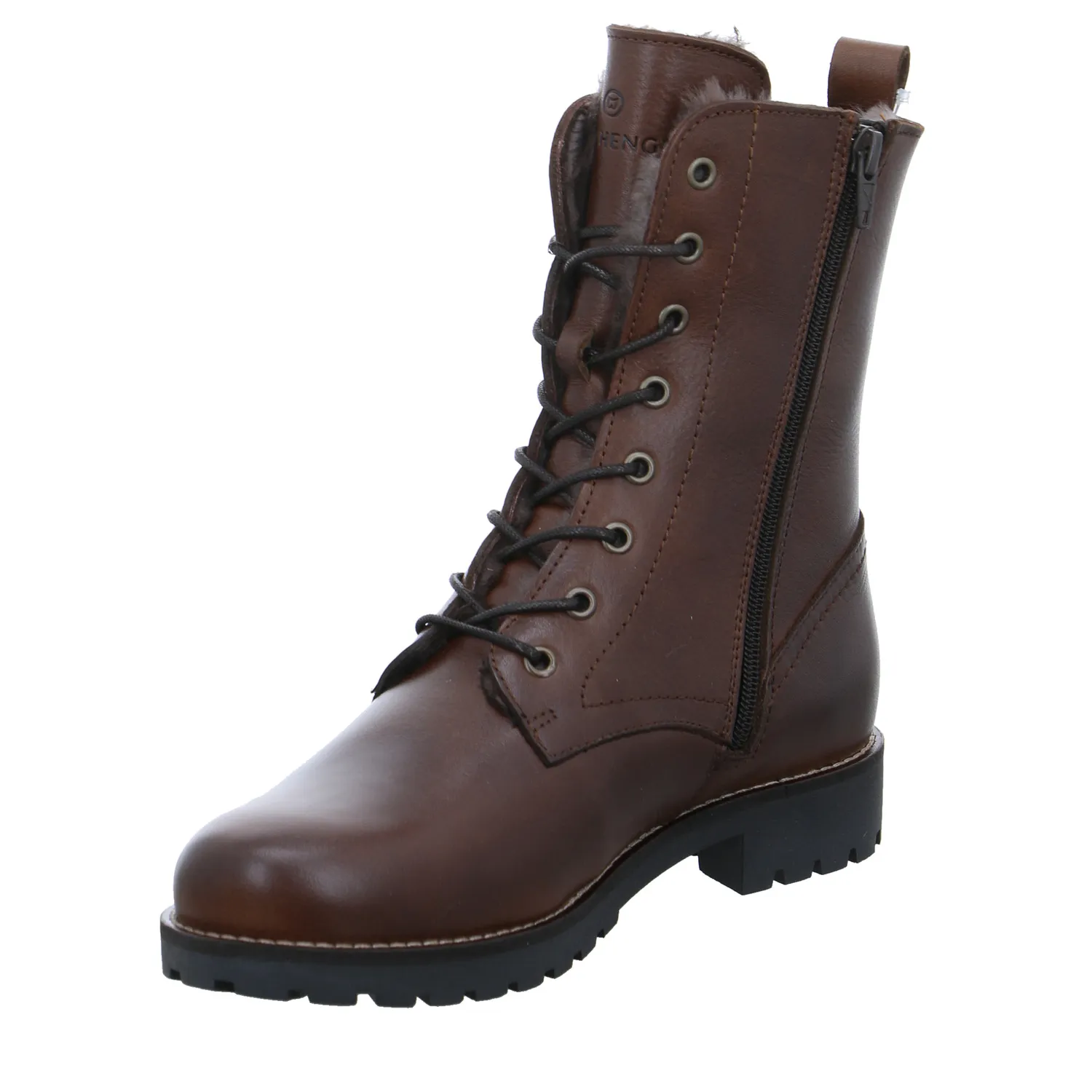 SCHUHENGEL Boot Braun Leder  mit Lammfellfutter