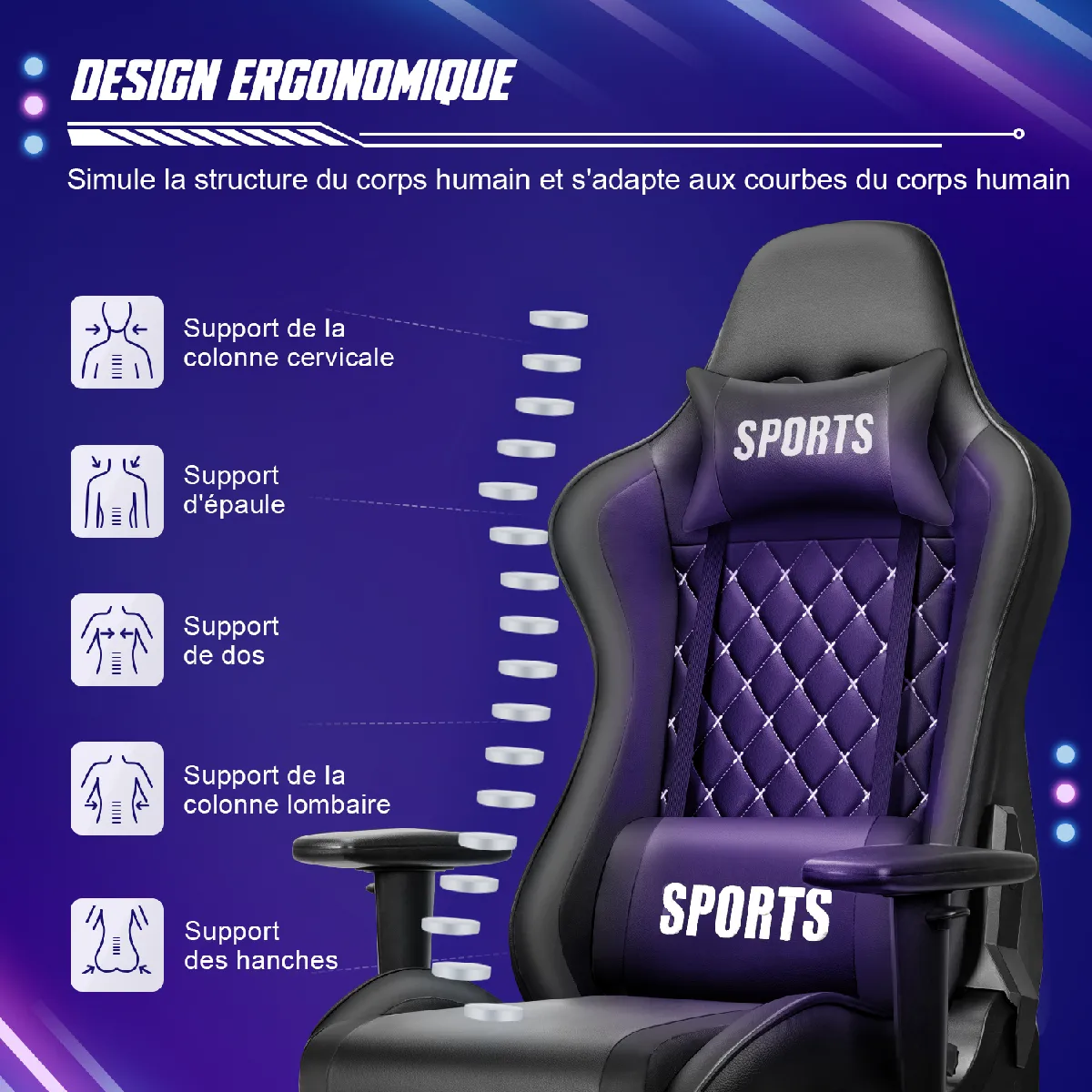 Lexzurn Chaise Gaming - Noir