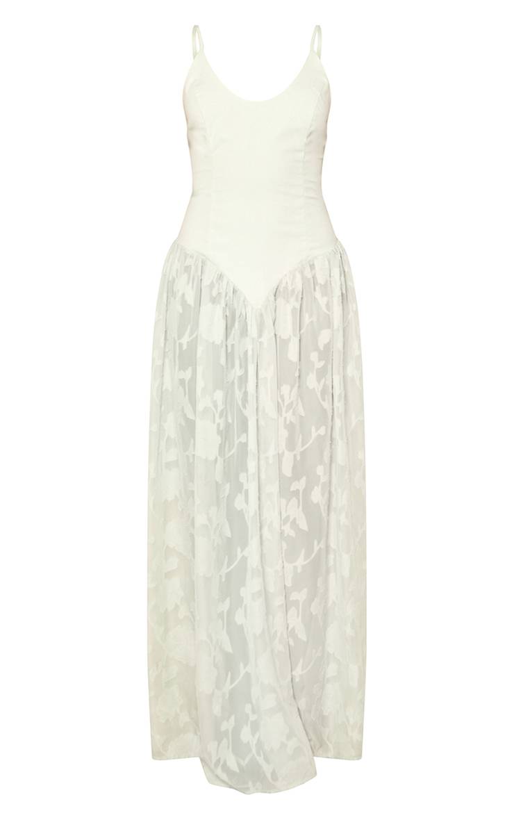 Vert Sauge Robe Maxi À Bretelles Avec Jupe Dévore Florale
