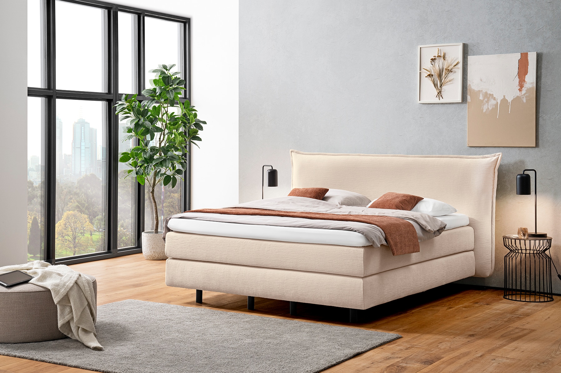 MONDO Boxspringbett JEREZ 180 x 200 cm beige