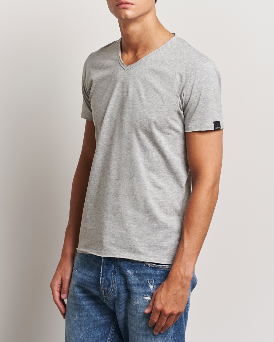 Replay V-Neck T-Shirt Light Grey Melange