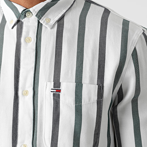 Surchemise Tencel Stripe 2342 Blanc Vert Bleu Marine