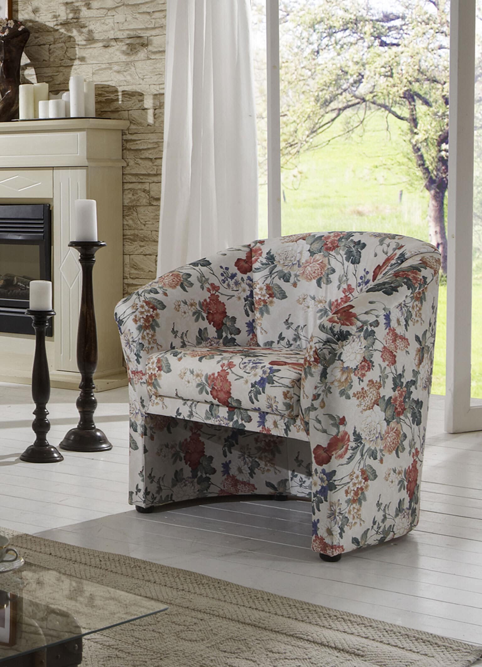 Sessel mit Blumenmuster 78 x 77 cm mehrfarbig