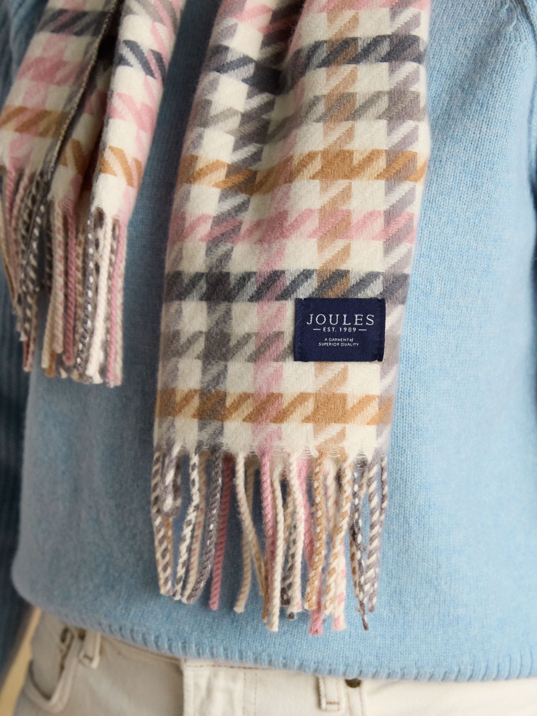 Pink & Oatmeal - Joules Langtree Large Scarf