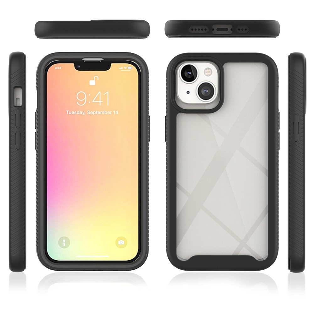 iPhone 13 Hybrid 2in1 Hülle Shock Proof   Acryl Rückseite - Schwarz