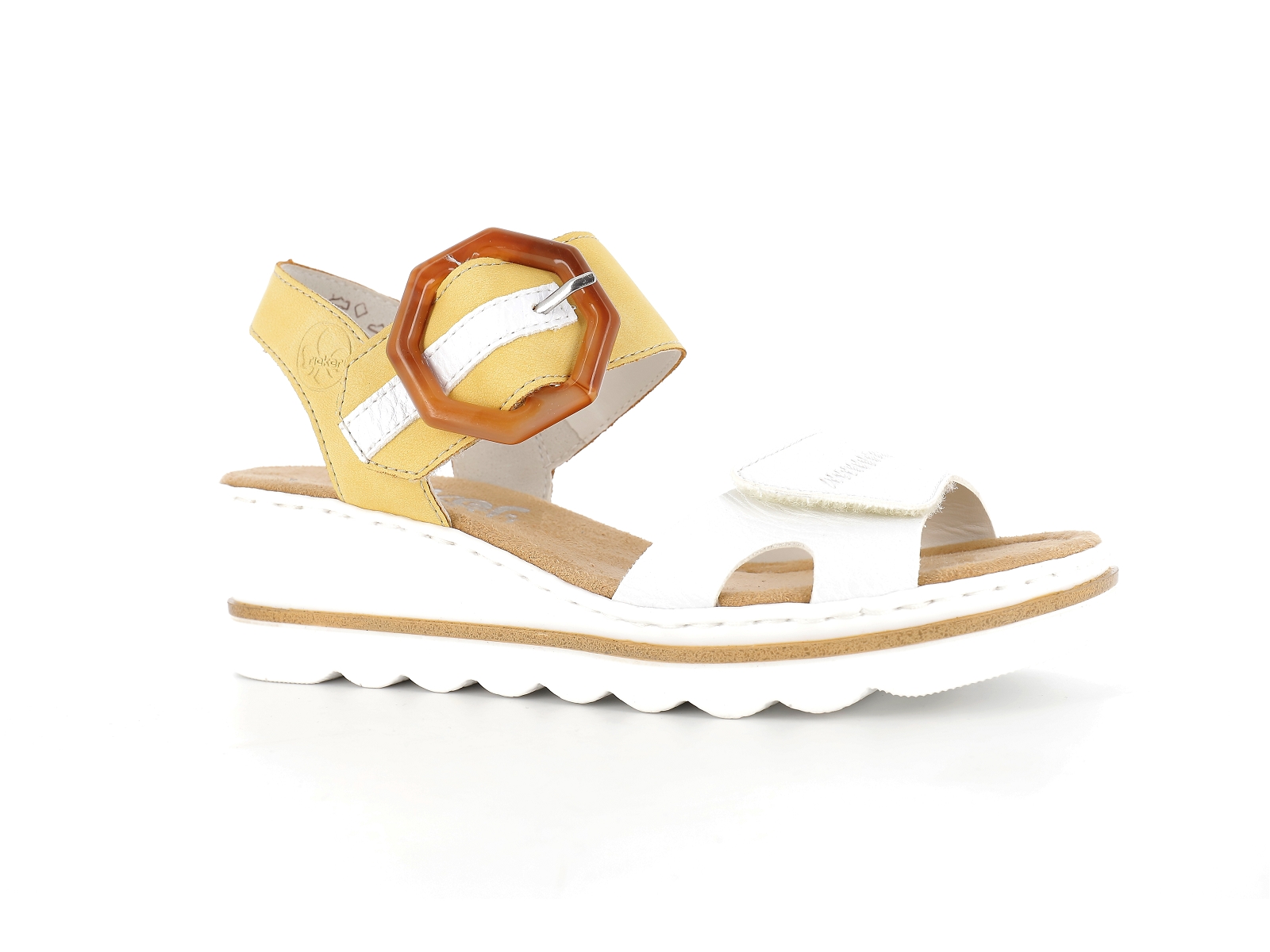 Rieker-67476 Synthétique Blanc-Jaune