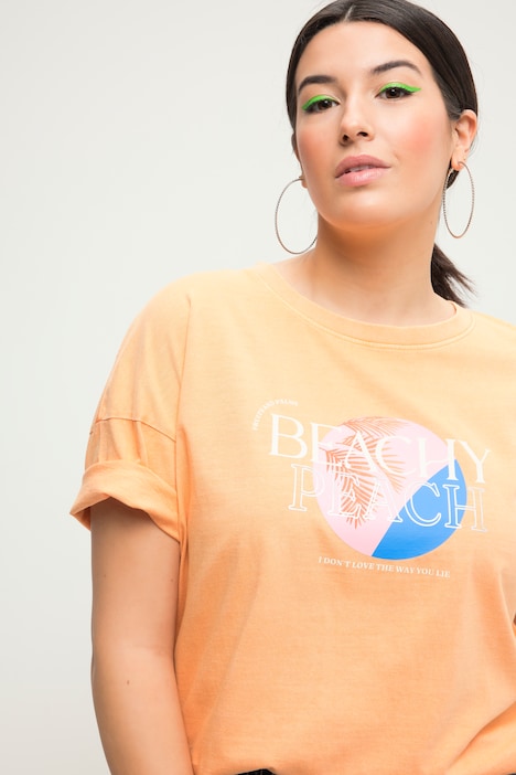 T-Shirt, oversized, Druck-Motiv, Vintage-Look, Rundhals, Halbarm