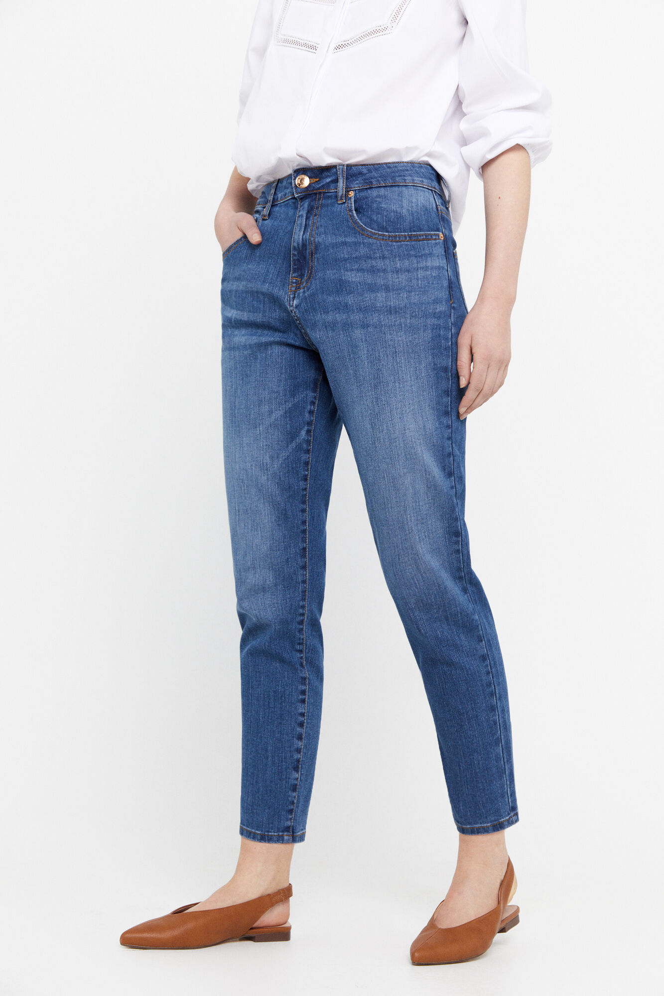 Calça Mom Fit - Azul
