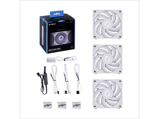 Lian Li PC-Lüfter Uni Fan P28 3er Pack - 120 mm, Weiss 120-mm-Hochleistungslüfter im 3er-Pack