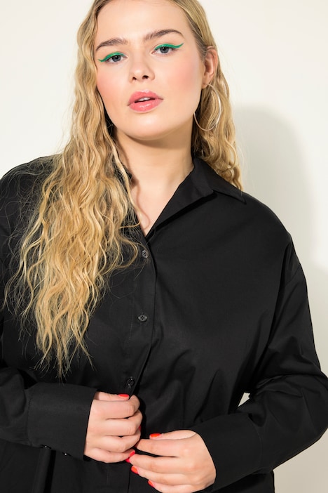 Bluse, oversized, Rücken-Knopfleiste, Langarm