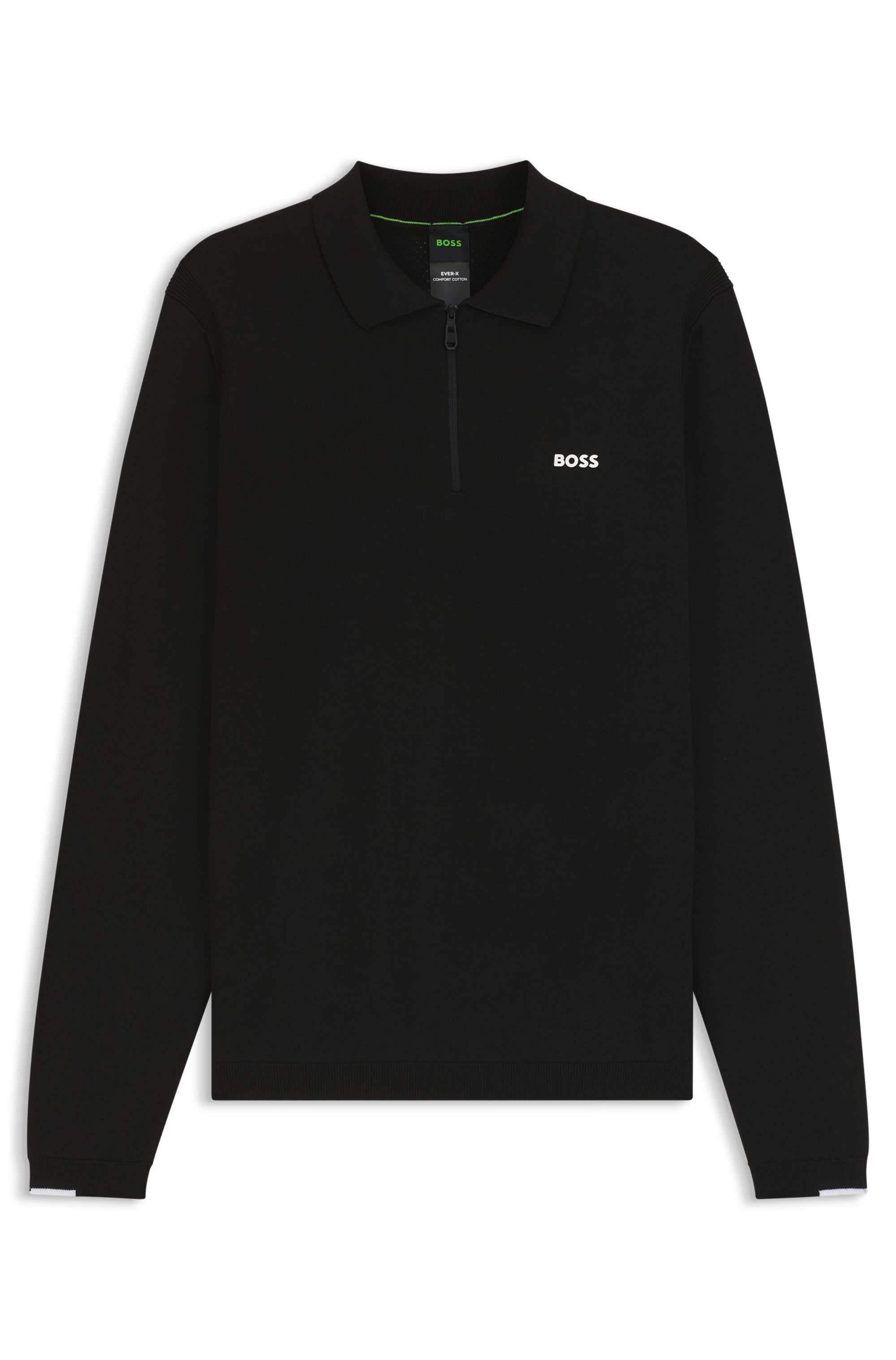 BOSS GREEN Strickpullover »KN Ever-X PL«, mit Reissverschluss, regular fit, toniges Logo