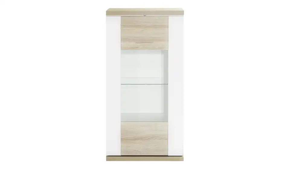 Vitrine Toulon links Spotbeleuchtung Weiß, Eiche sägerau (Nachbildung)