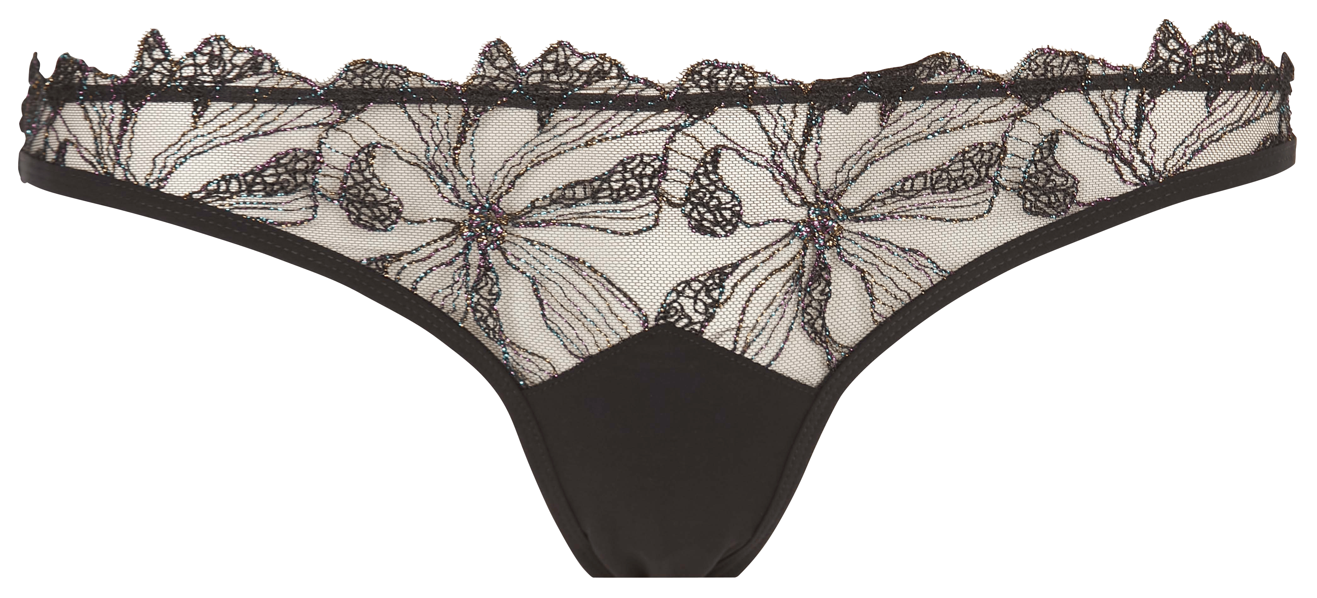 GEORGIA - Tanga à broderies ajourées | Noir