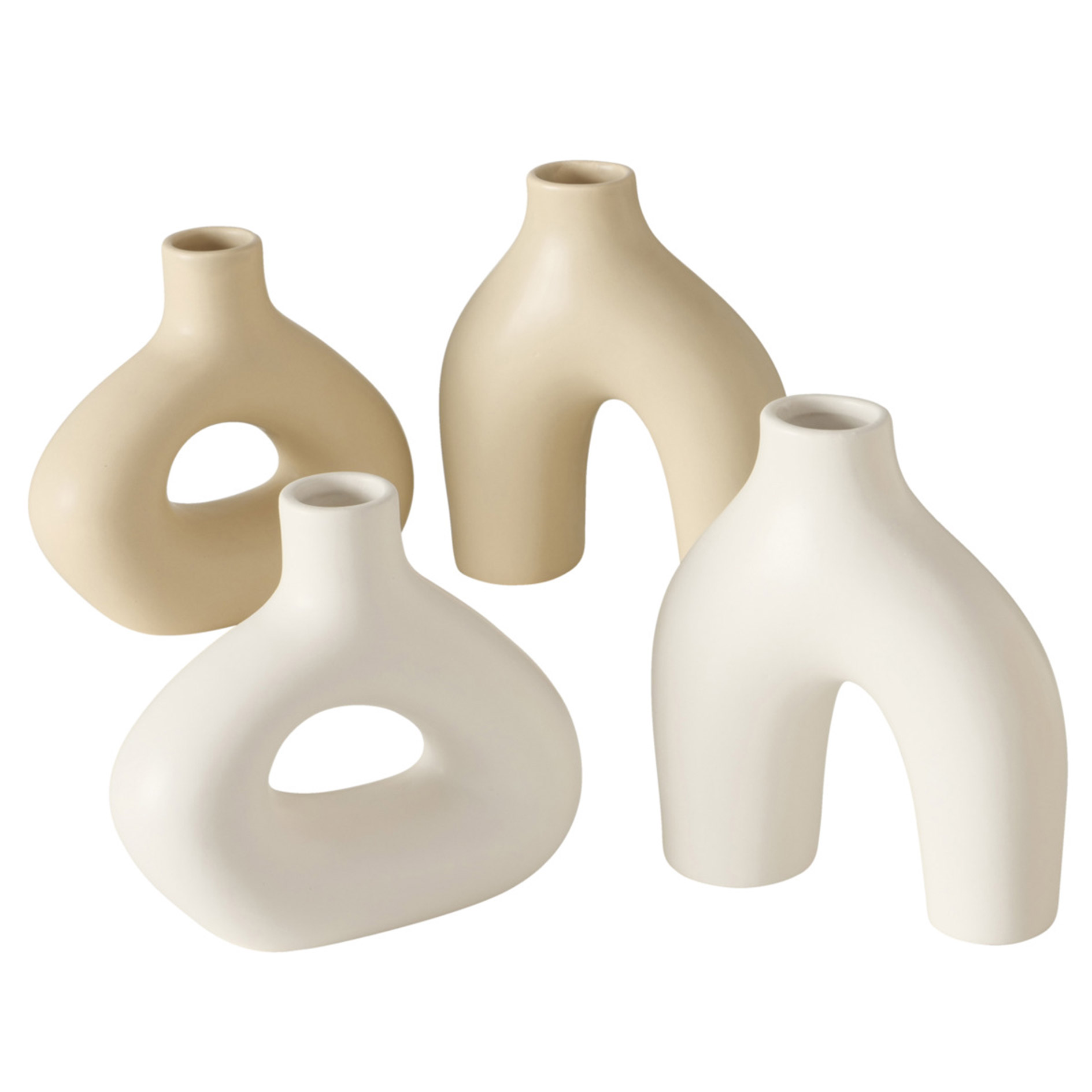 Vase - beige oder weiß - sortiert - 18 cm