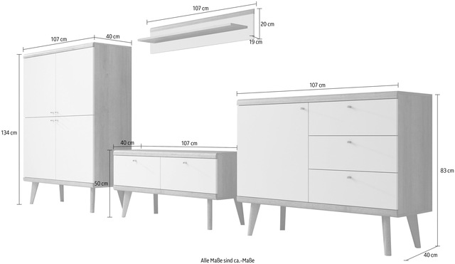 andas Wohnwand »Merle« Set, 4 Stk. tlg.