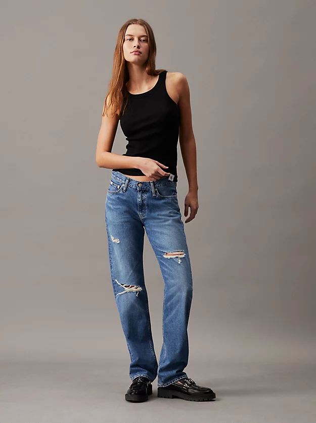 Calça jeans reta de cintura baixa