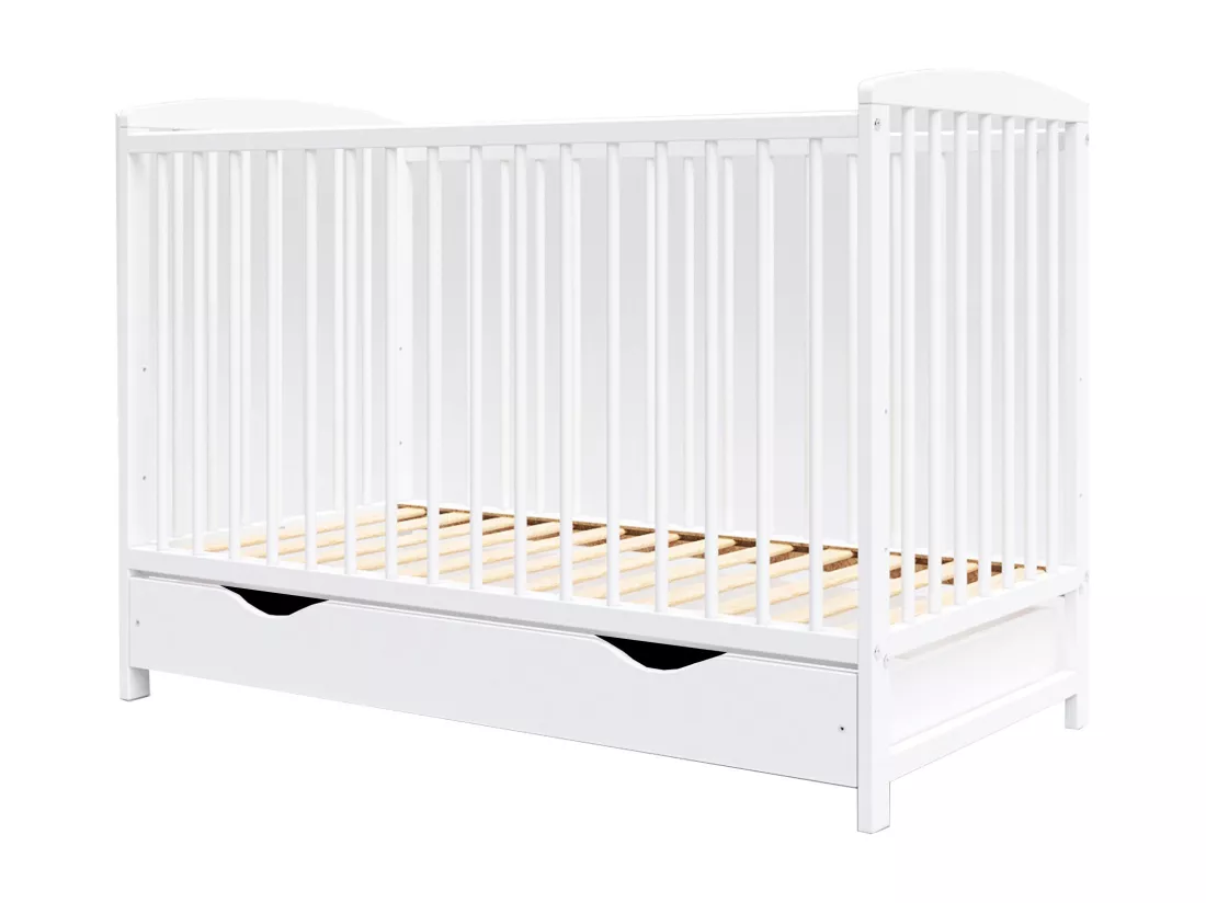 Lit bébé évolutif avec tiroir - NINA - 120x60 cm - Blanc