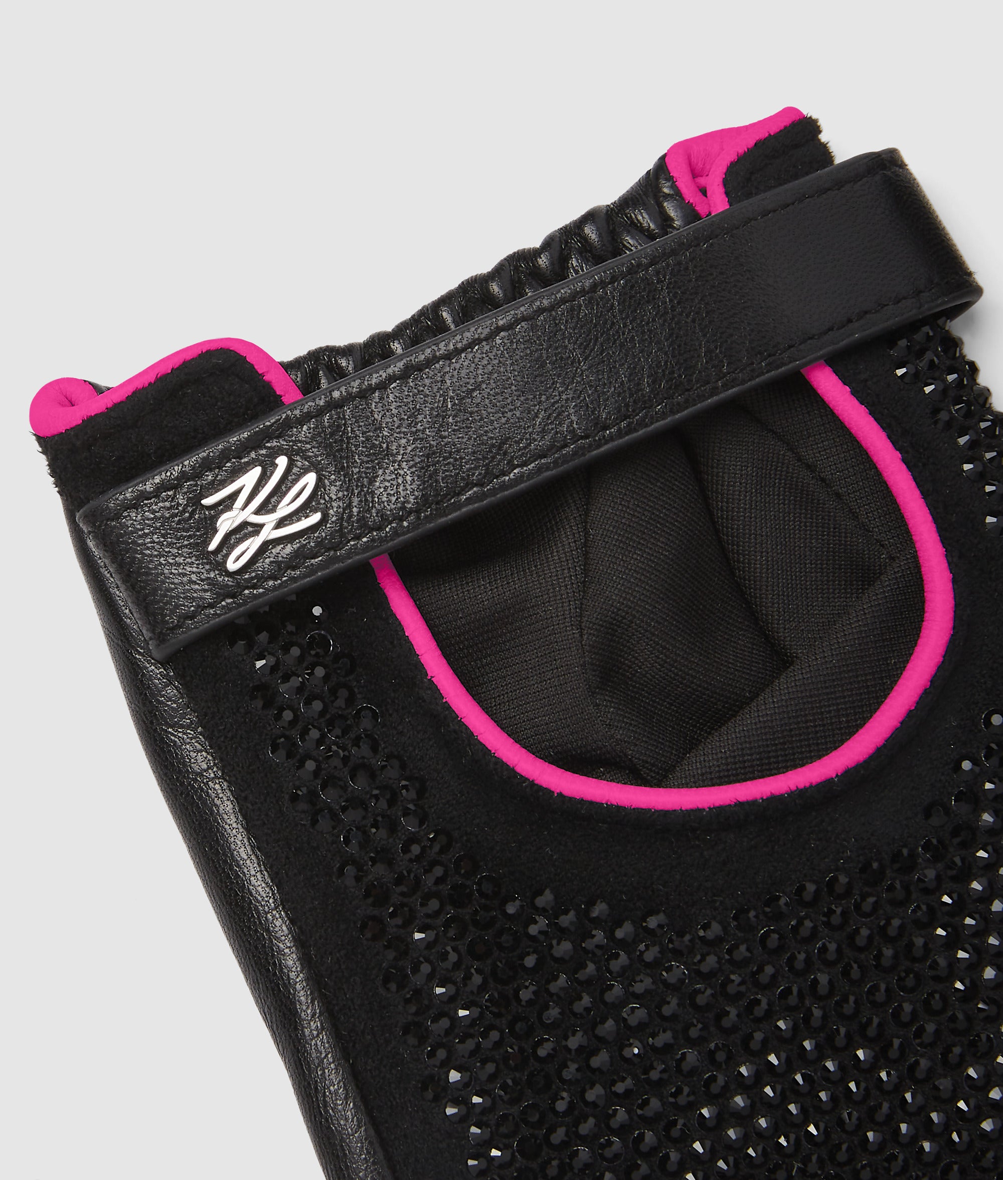 Exclusieve vingerloze handschoenen met K/Autograph van strass