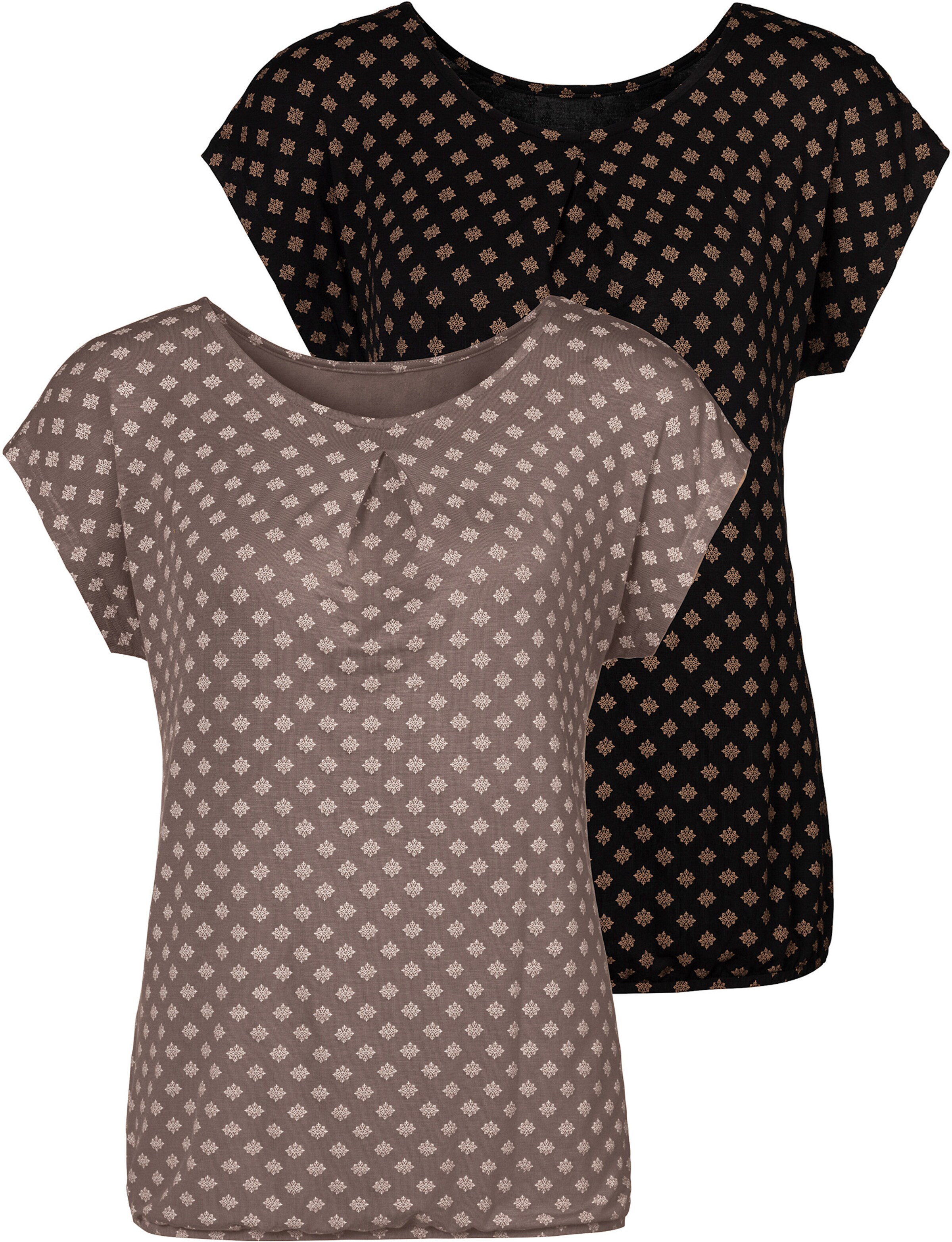 LASCANA Kurzarmshirt in taupe, schwarz