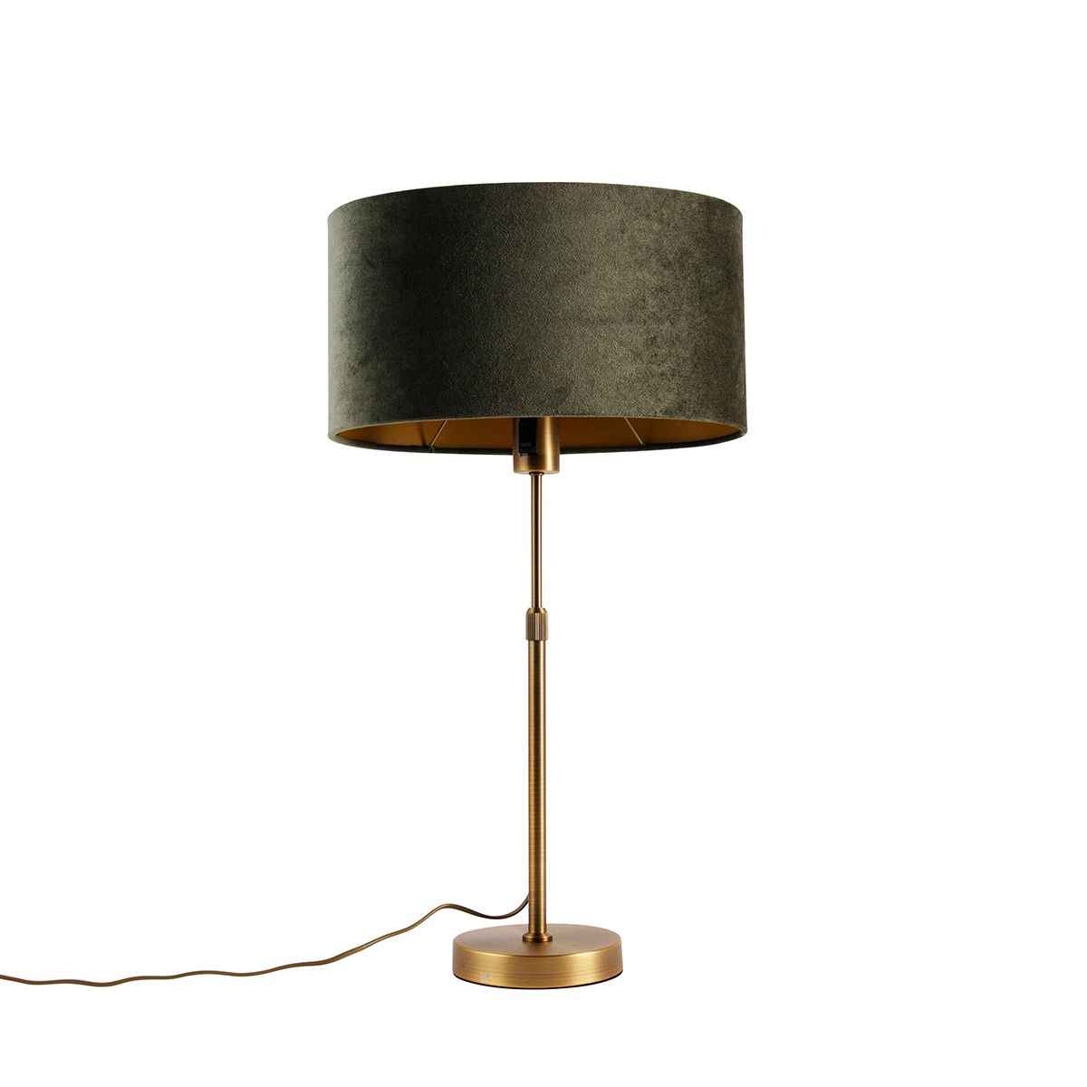 Tafellamp brons met ovale velours kap groen 35cm - Parte