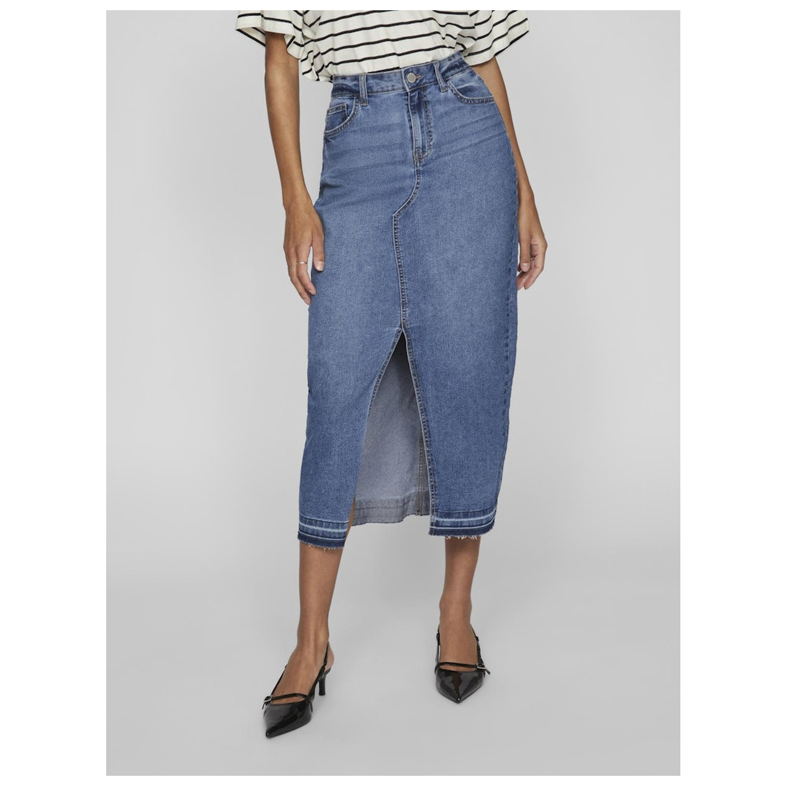 Vila VIRAY HW ANCLE DENIM SKIRT MBD