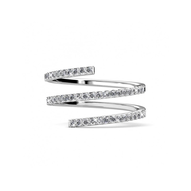 Bague Spiral - Argenté et Cristal