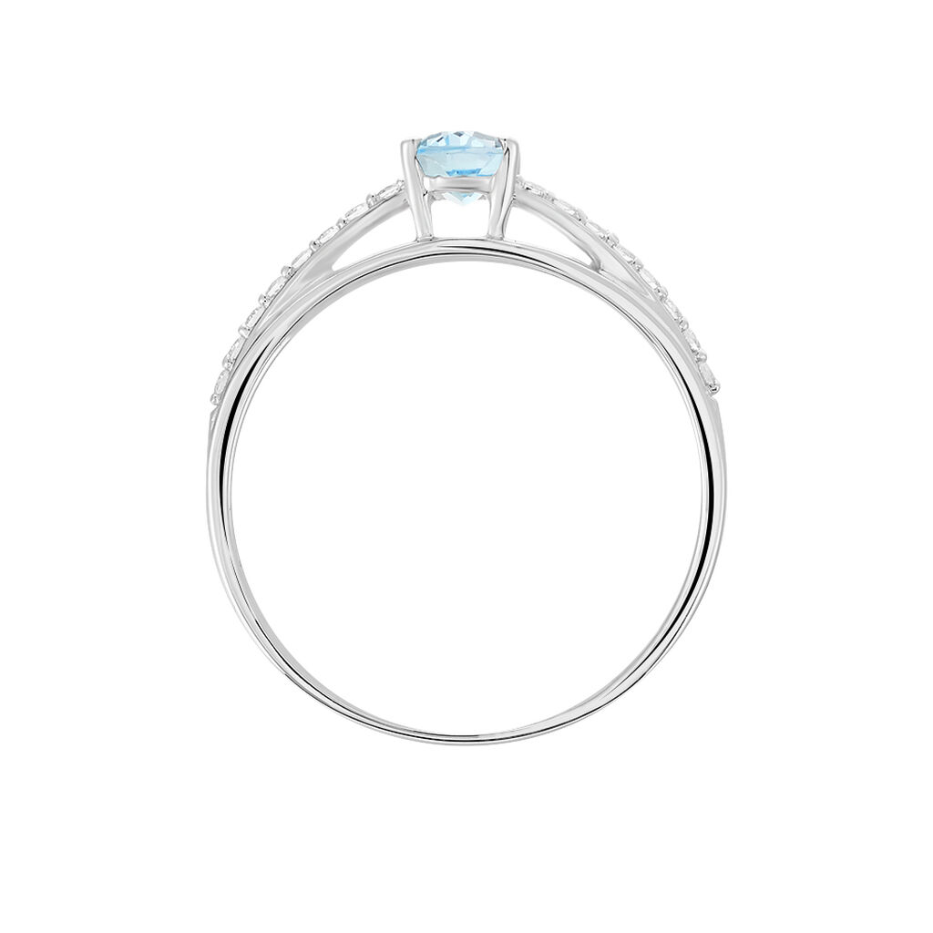 Bague Solitaire Tahyss Or Blanc Topaze Et Oxyde De Zirconium