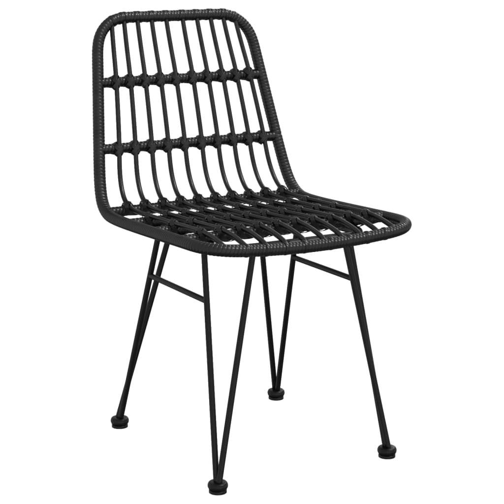 Mobilier à dîner de jardin 5 pièces noir résine tressée