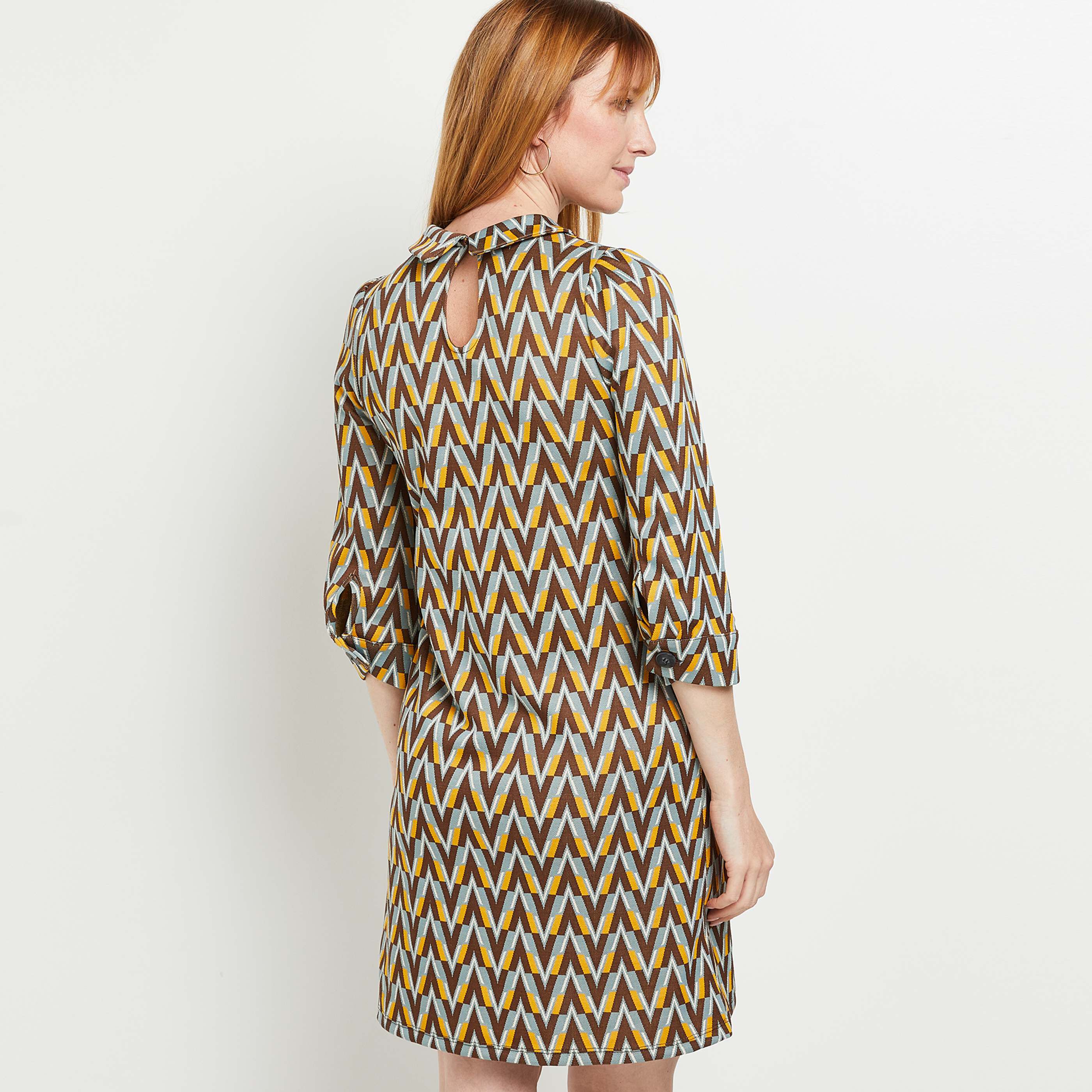 Robe en maille jacquard - MARRON