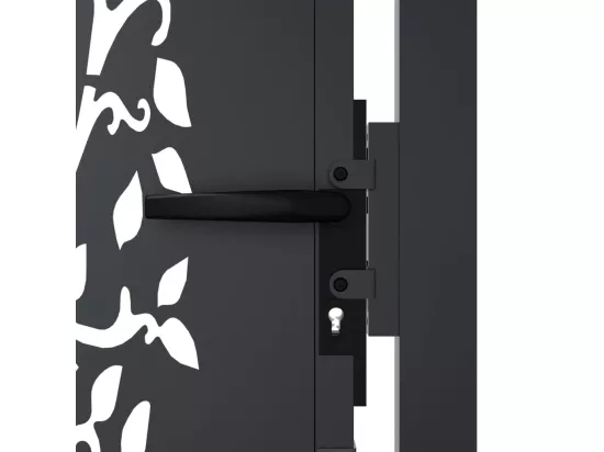 Portail de jardin anthracite 105x130cm acier conception d'arbre