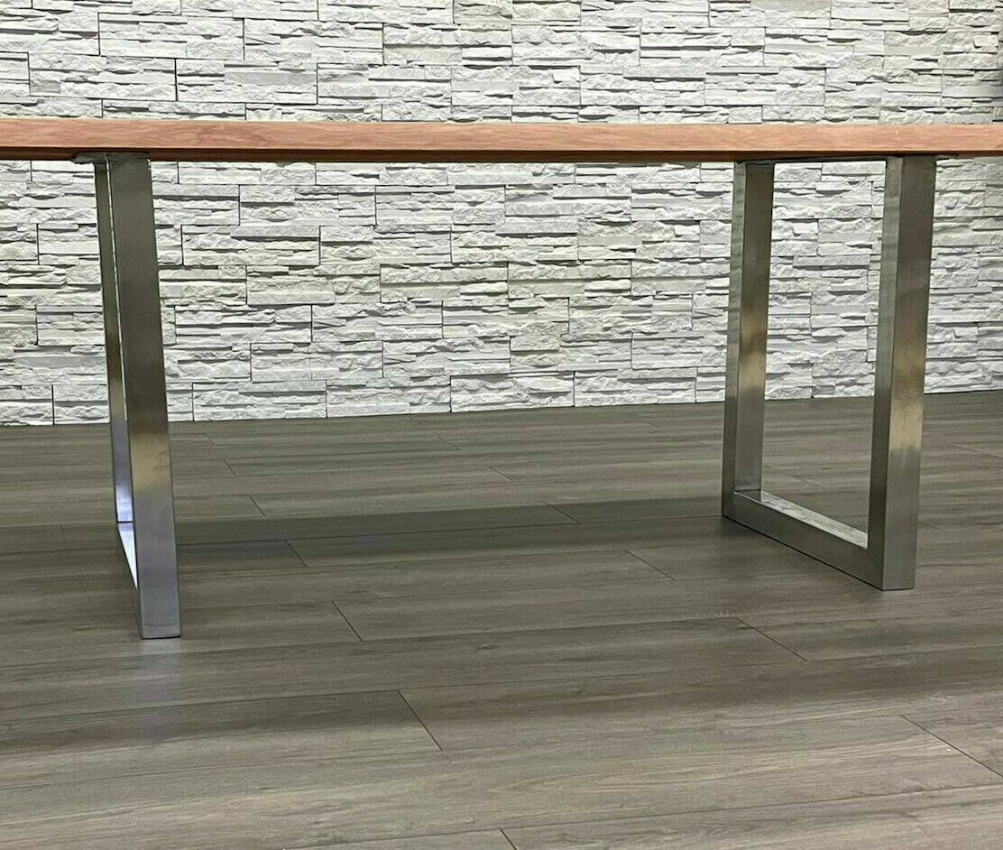 Sedex SPU Esstisch mit U-untergestell 200x100 cm Stahl verchromt/natur