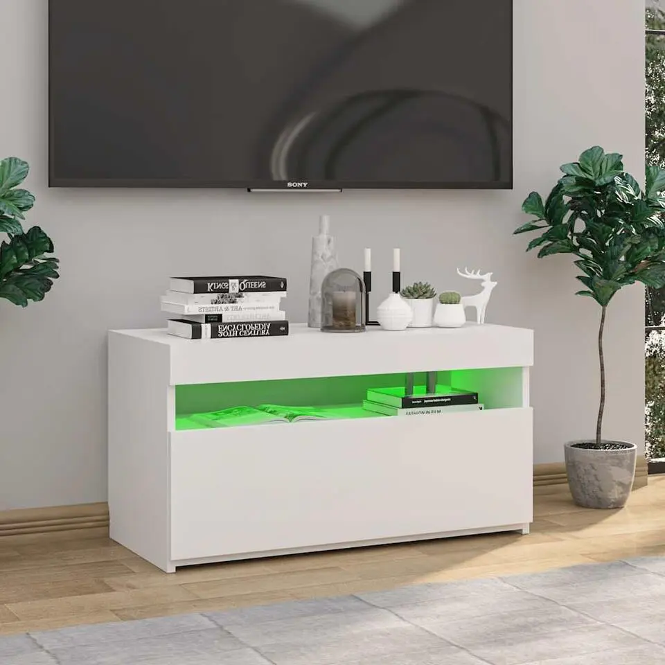 vidaXL - Tv-kast - Wit - Bewerkt hout