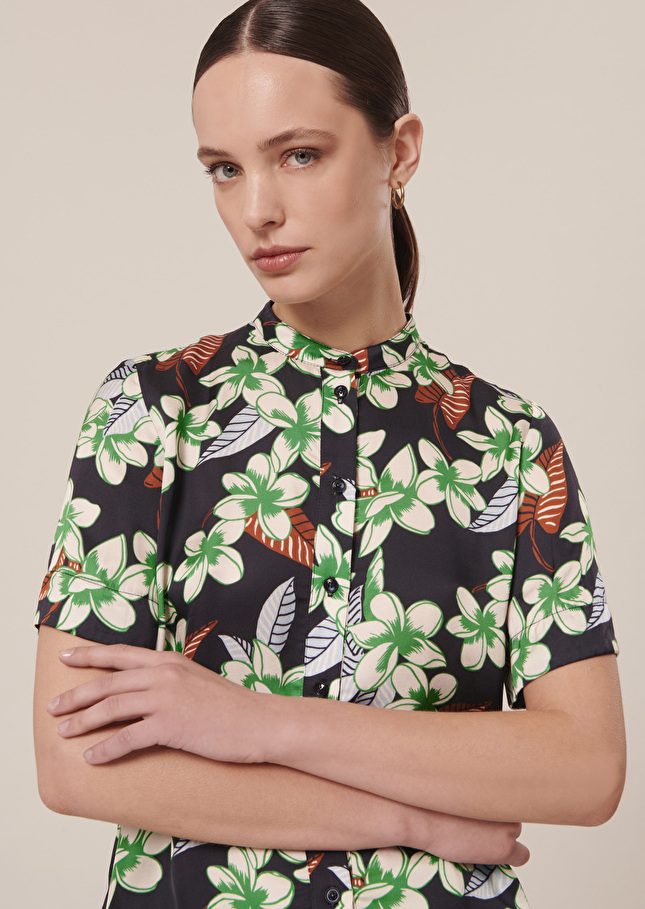 Chemise Caminbleu nuit à motif fleurs