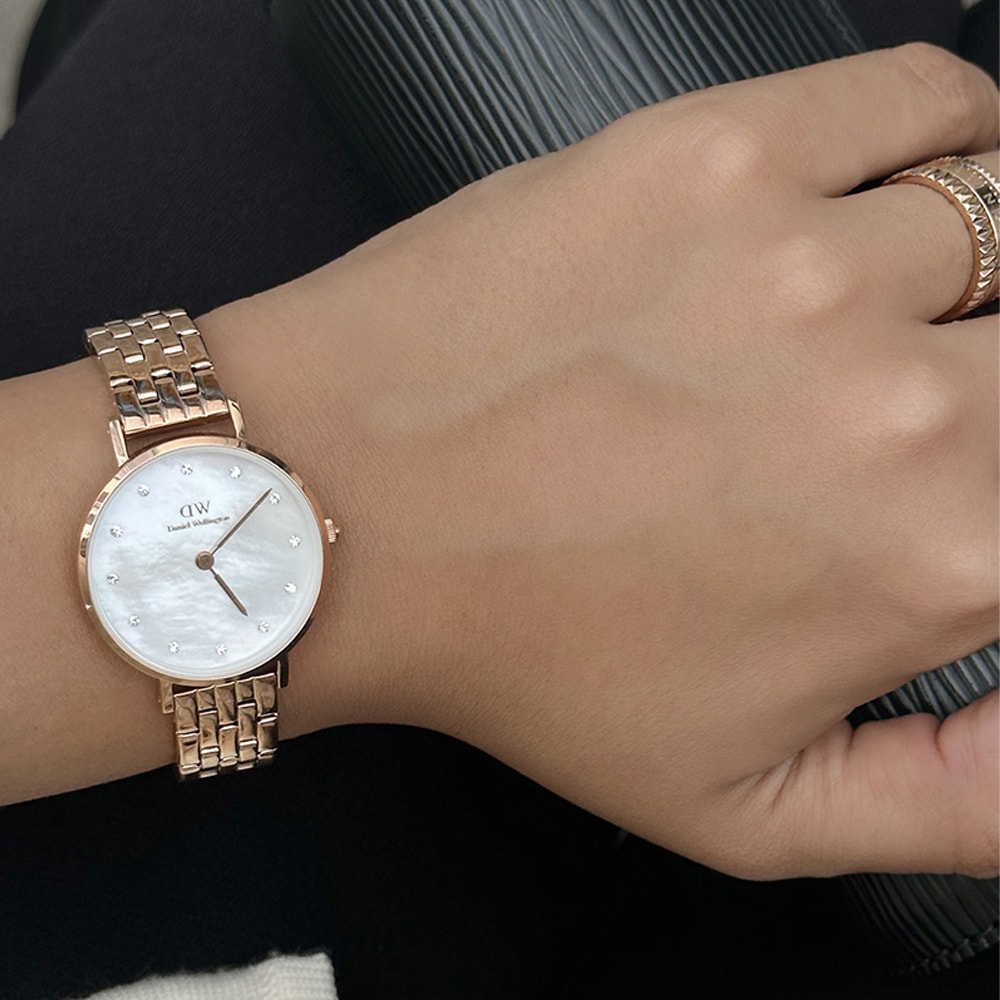 Montre petite lumine  - Acier inoxydable, nacre &  plaqué or