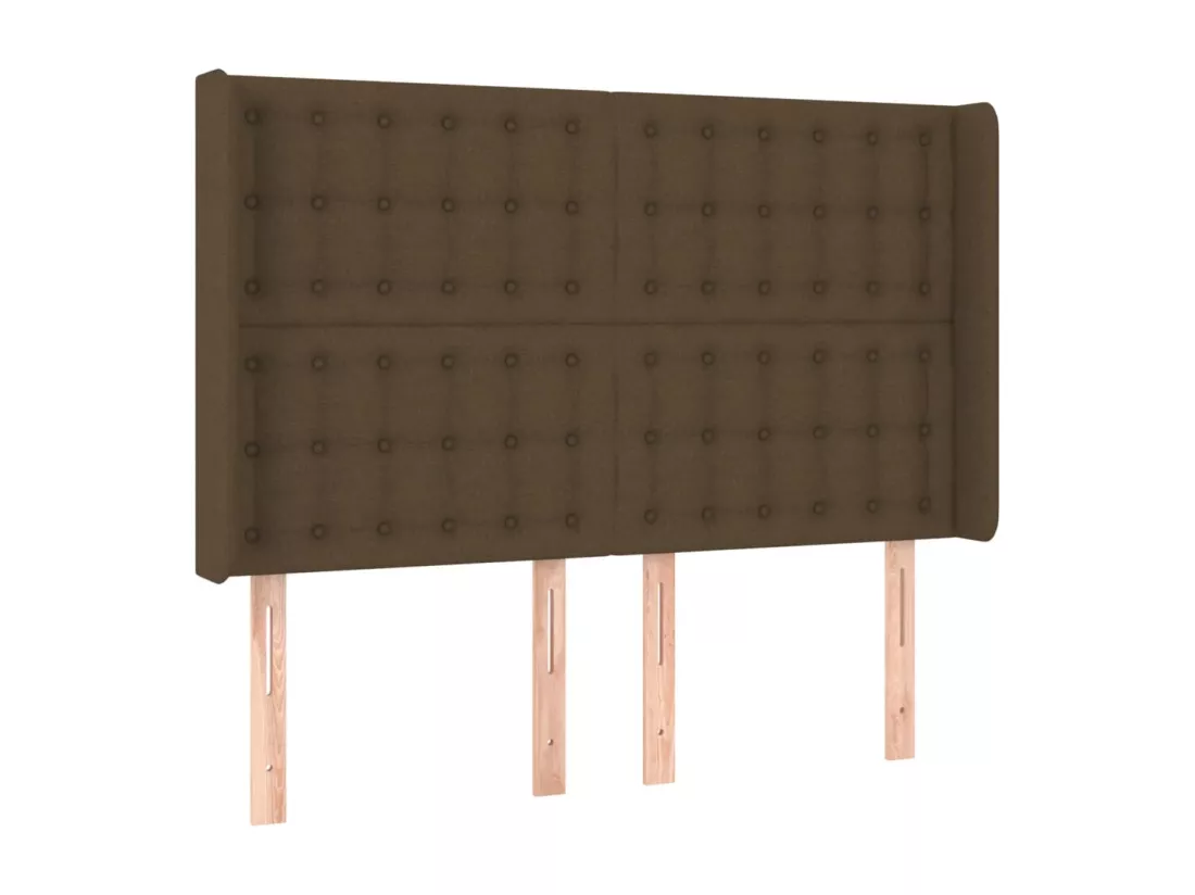 Sommier tapissier matelas et LED Marron foncé 140x190 cm Tissu