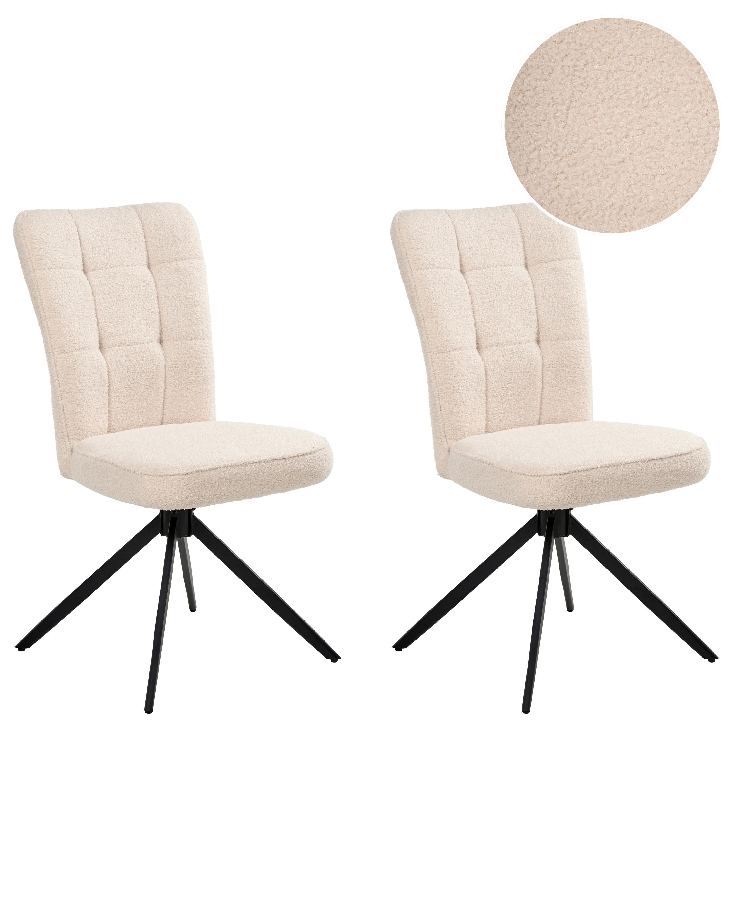 Set van 2 eetkamerstoelen draaibaar RYAN Bouclé Lichtbeige