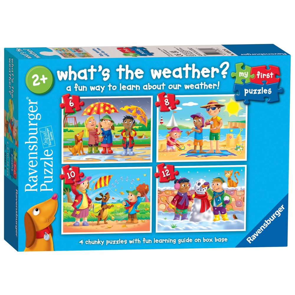 Ravensburger Meine ersten Puzzles: Wie ist das Wetter? 4 x Grobstrick-Puzzles im praktischen Großpack