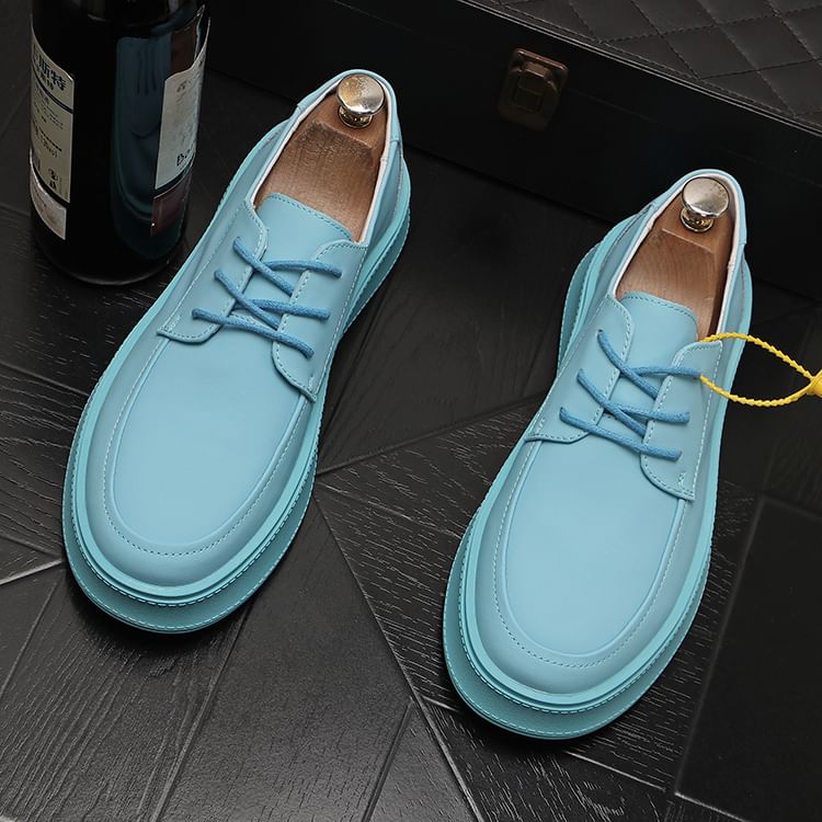Mr Ozera - Platform veterschoenen van echt leer