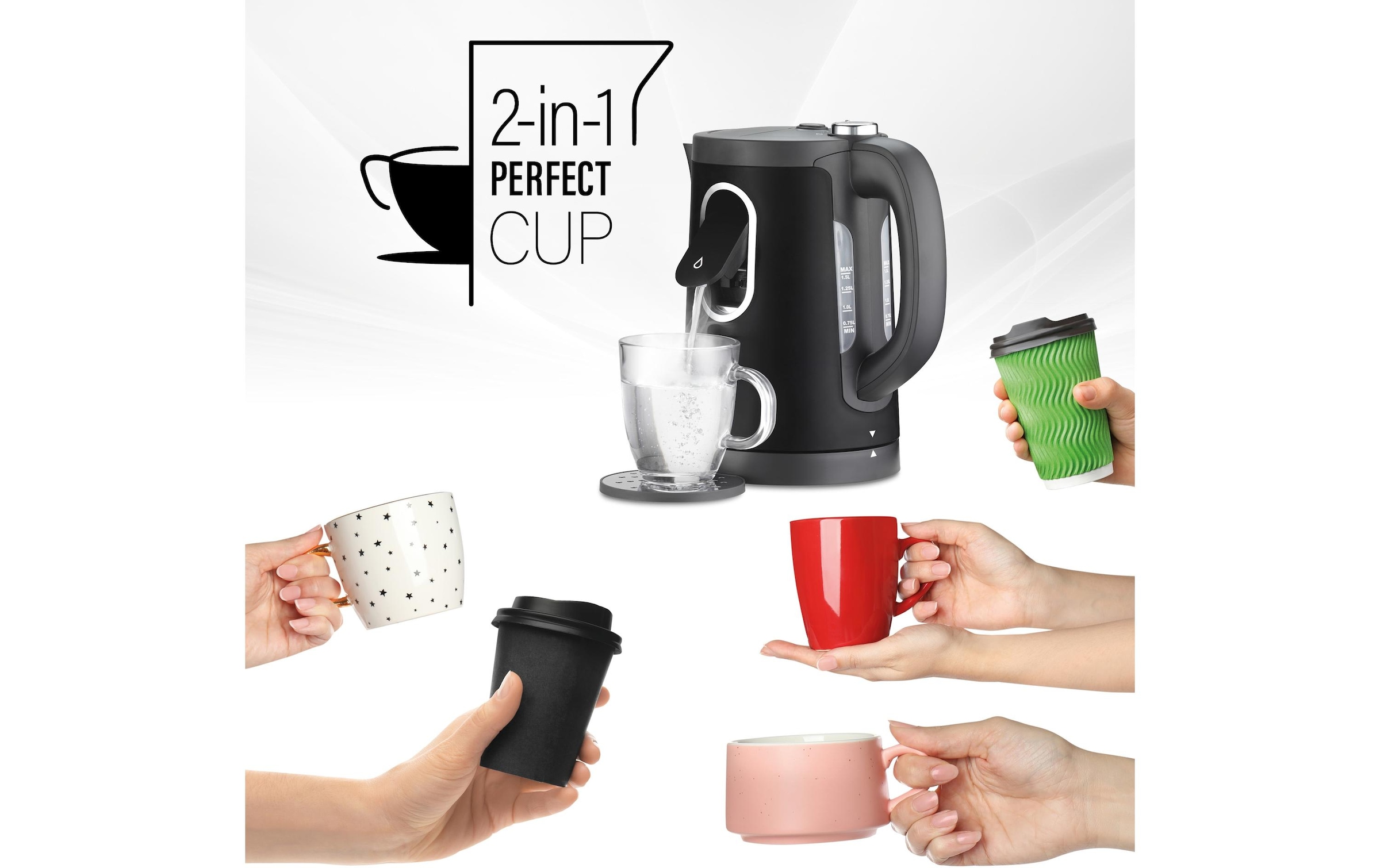 Trisa Wasserkocher »2 in 1 Perfect Cup« 1,5 l 2400 W